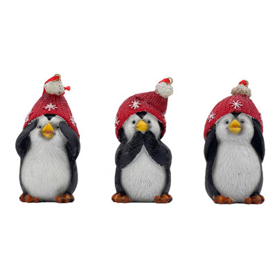 Christmas Penguin Santa Hat Family & Little Penguin Sledding & Skiing Like hotsell New